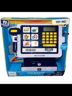 ALDI Play Kids Cash Register Toy - Blue and White
